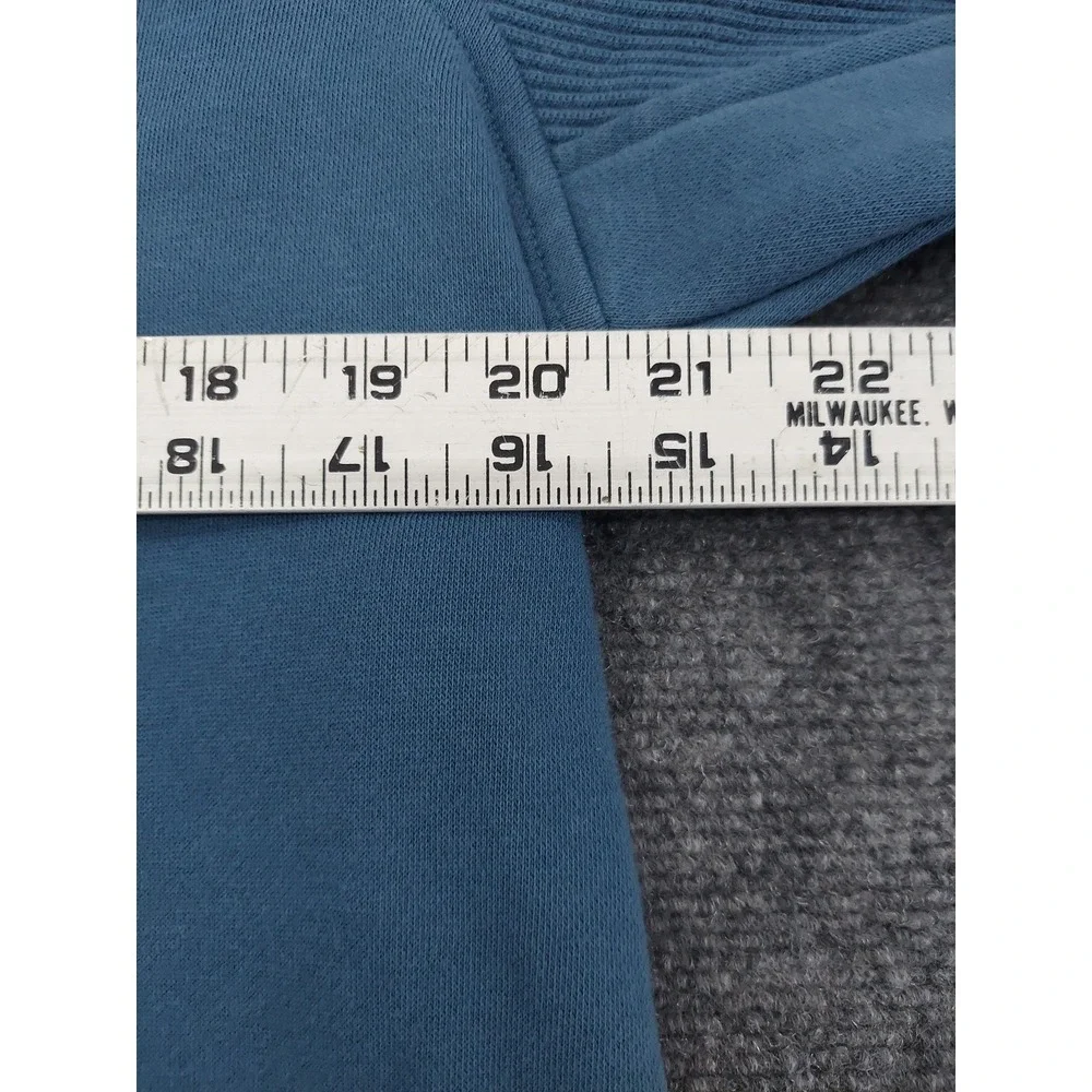Adidas BTS Rib Hoodie Men Medium Blue Orbit Indigo Logo Kangaroo Pocket Pullover